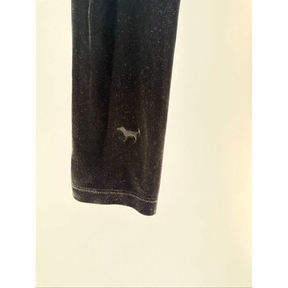 Victoria's Secret PINK Deep Green Velvet Leggings Embroidered Logo Size Medium - Picture 4 of 5